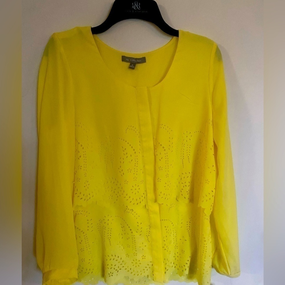My collection, new tags, long sleeve, yellow blouse with cute cut out detail